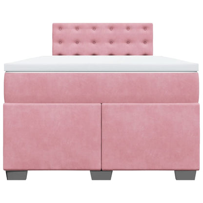 Giroletto a Molle con Materasso Rosa 120x190 cm in Velluto