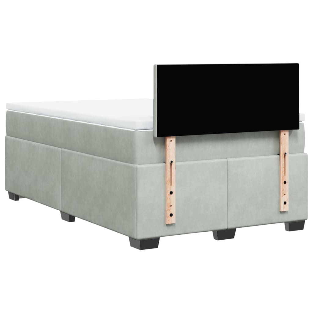 Giroletto a Molle con Materasso Grigio Chiaro 120x200cm Velluto