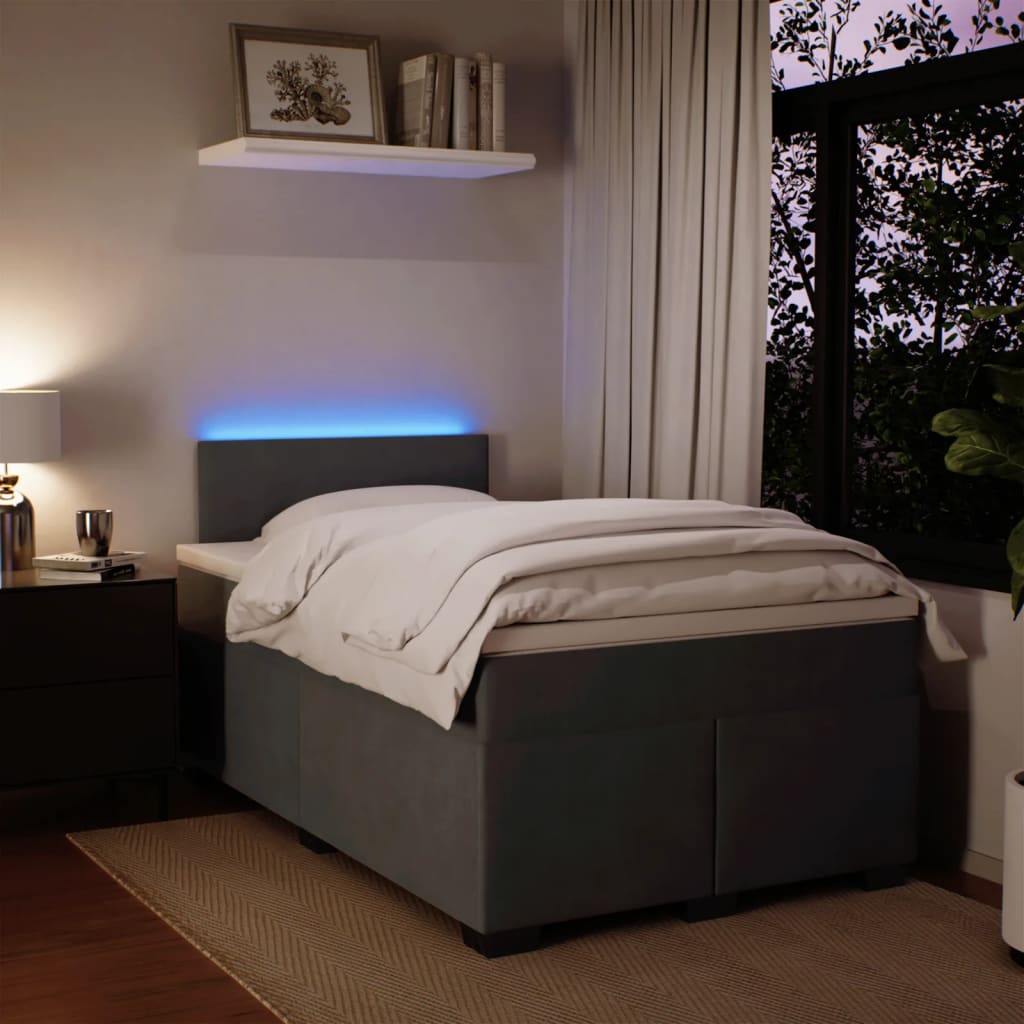 Giroletto a Molle con Materasso Grigio Scuro 120x200 cm Velluto - homemem39