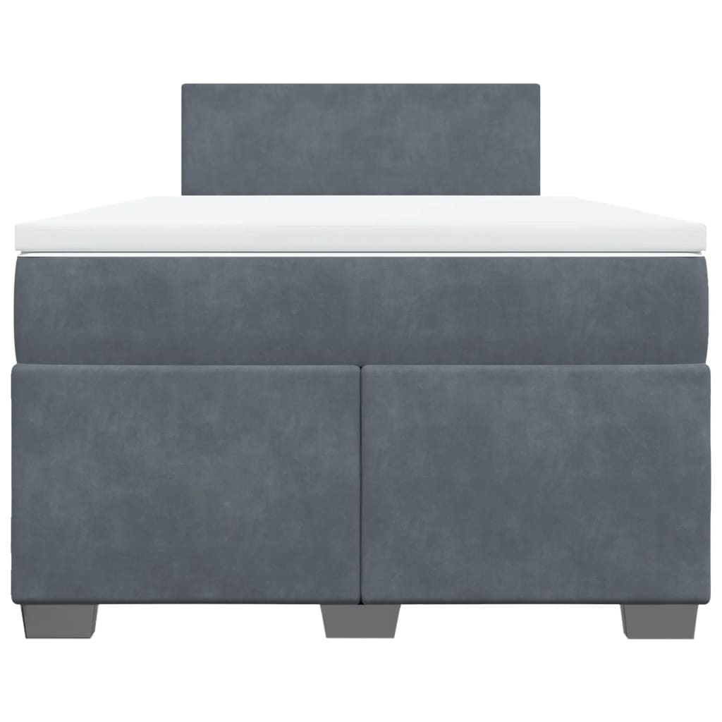 Giroletto a Molle con Materasso Grigio Scuro 120x200 cm Velluto