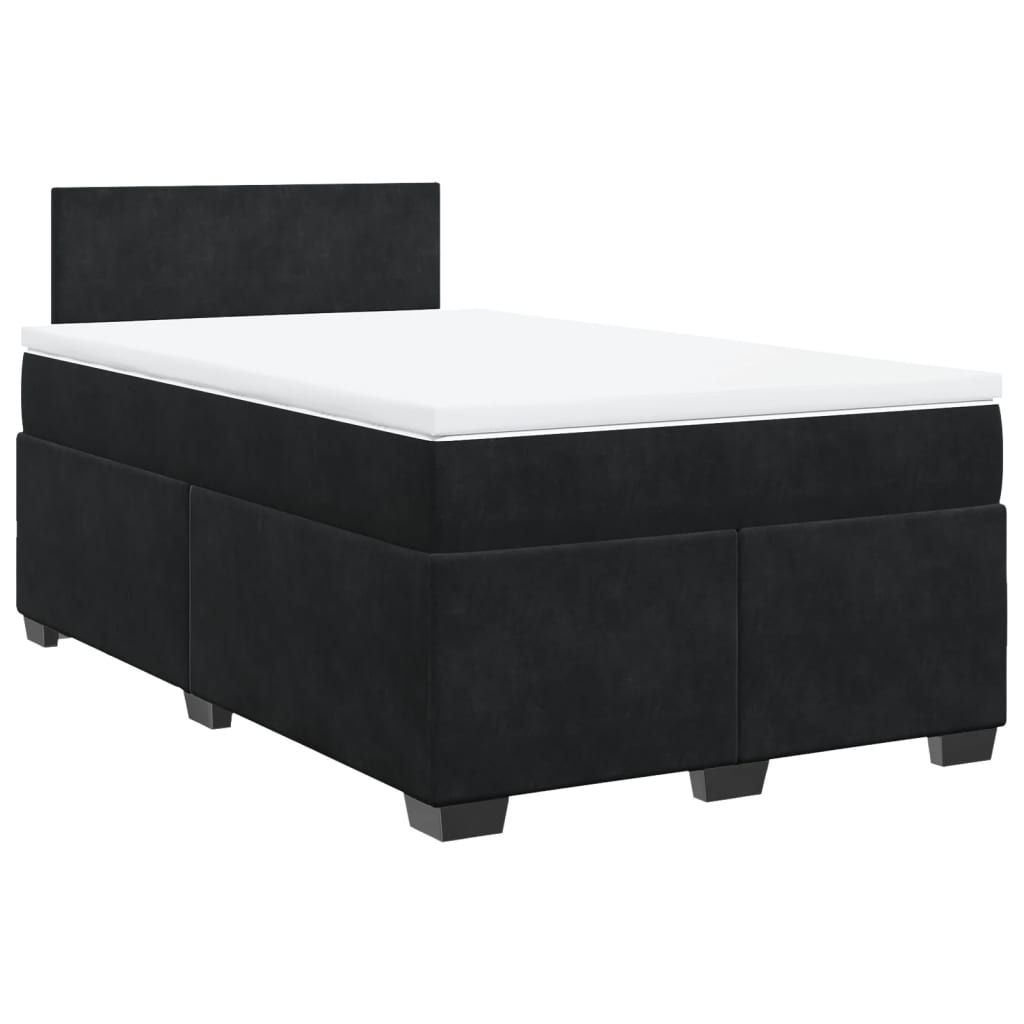 Giroletto a Molle con Materasso Nero 120x200 cm in Velluto