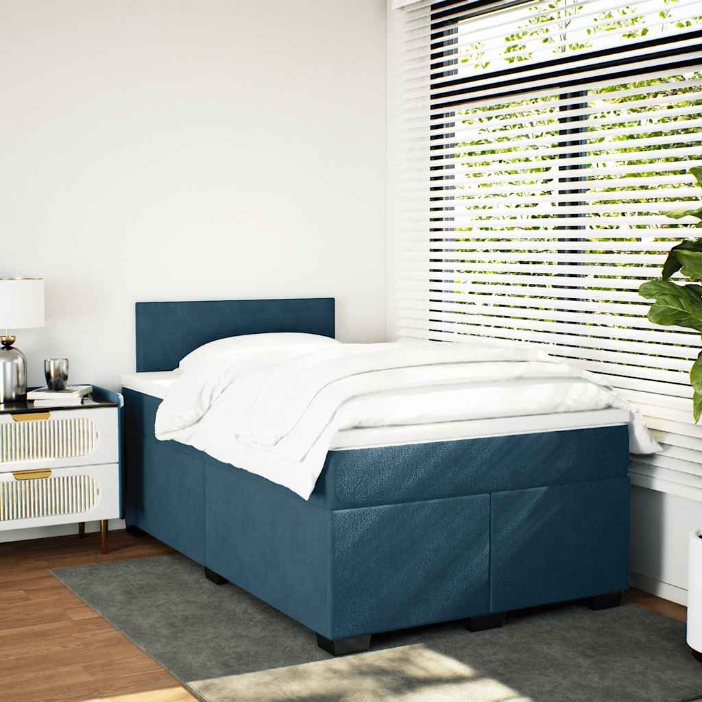 Giroletto a Molle con Materasso Blu 120x200 cm in Velluto | homemem39