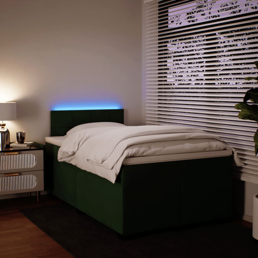 Giroletto a Molle con Materasso Verde Scuro 120x200 cm Velluto - homemem39