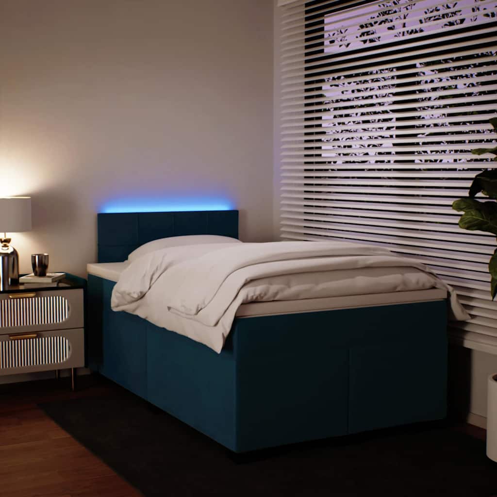 Giroletto a Molle con Materasso Blu 120x200 cm in Velluto | homemem39