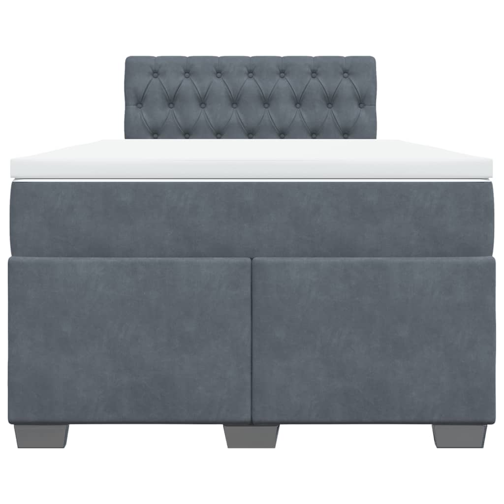 Giroletto a Molle con Materasso Grigio Scuro 120x200 cm Velluto