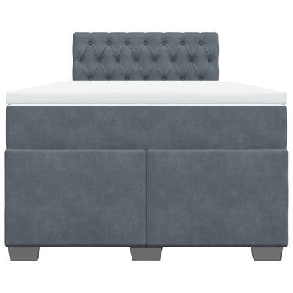 Giroletto a Molle con Materasso Grigio Scuro 120x200 cm Velluto