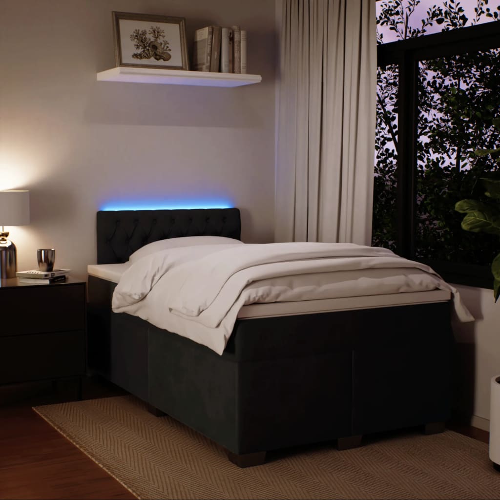 Giroletto a Molle con Materasso Nero 120x200 cm in Velluto - homemem39