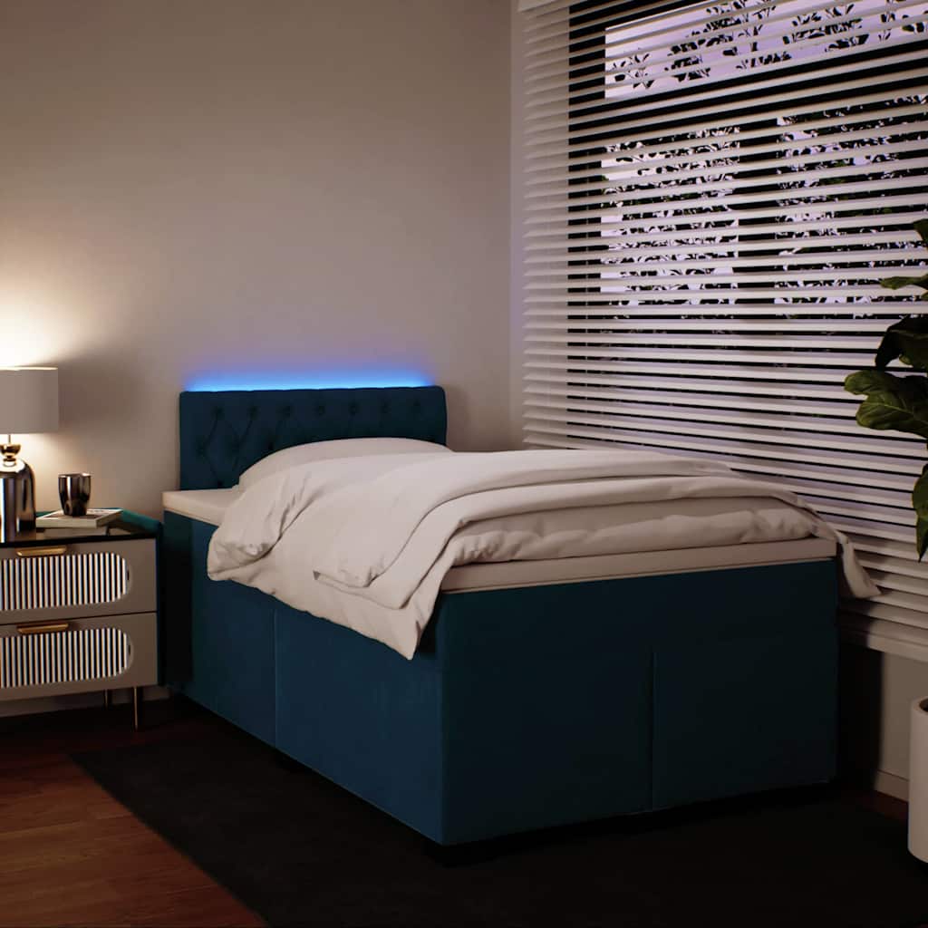 Giroletto a Molle con Materasso Blu 120x200 cm in Velluto | homemem39