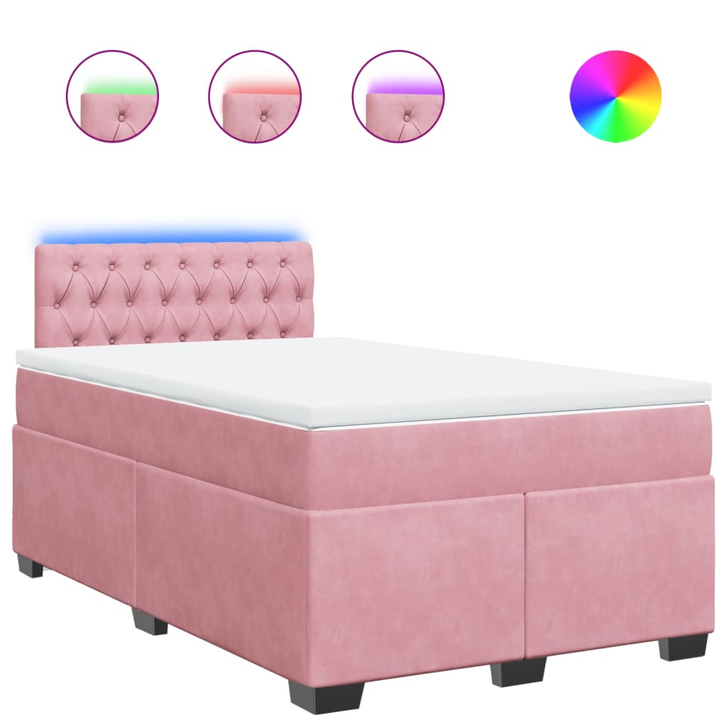 Giroletto a Molle con Materasso Rosa 120x200 cm in Velluto