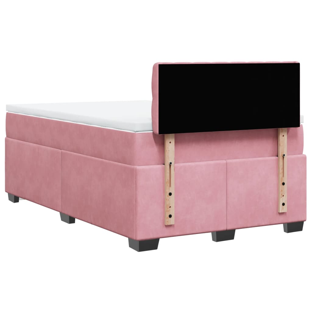 Giroletto a Molle con Materasso Rosa 120x200 cm in Velluto