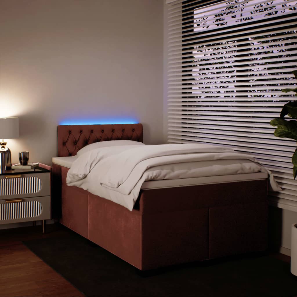 Giroletto a Molle con Materasso Rosa 120x200 cm in Velluto - homemem39