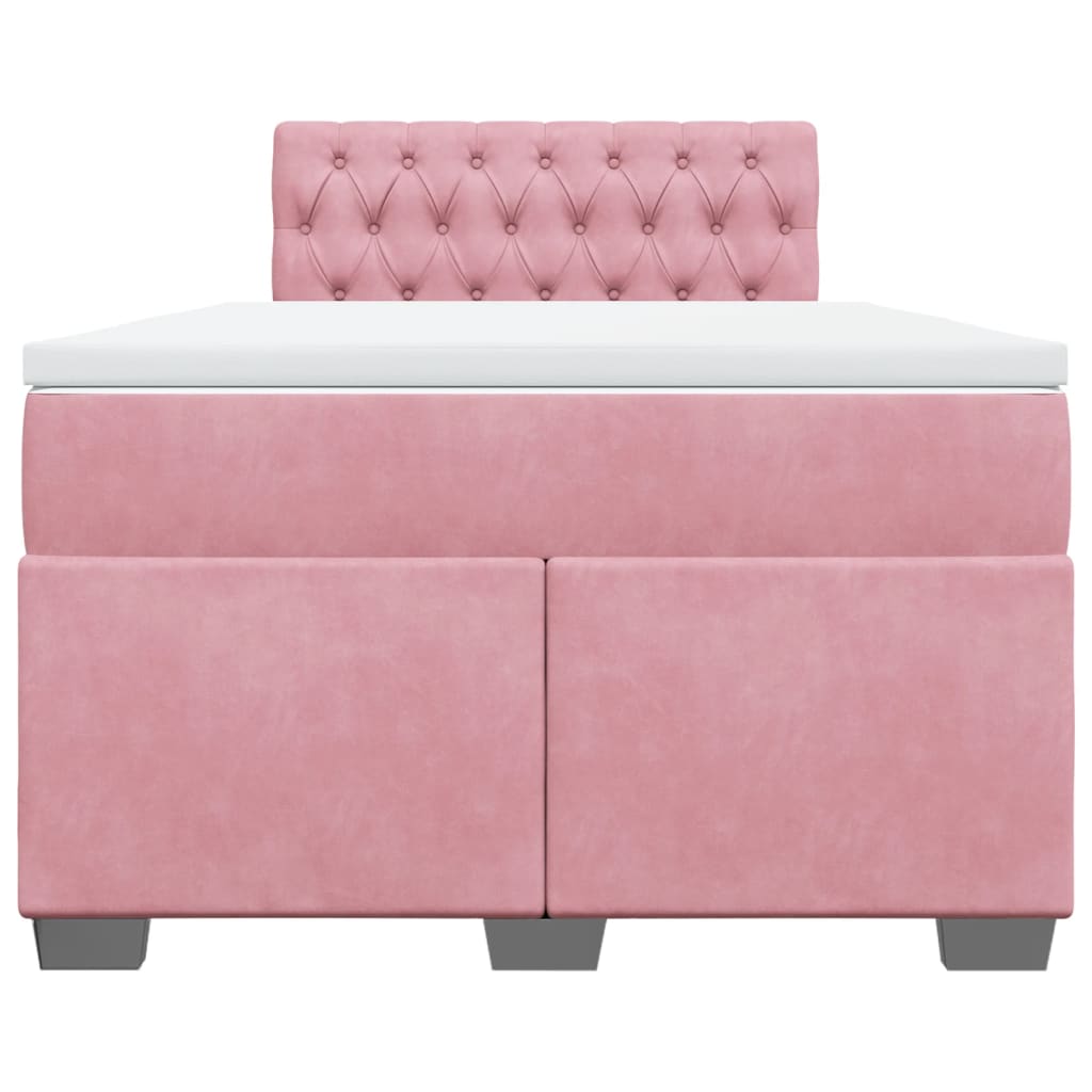 Giroletto a Molle con Materasso Rosa 120x200 cm in Velluto