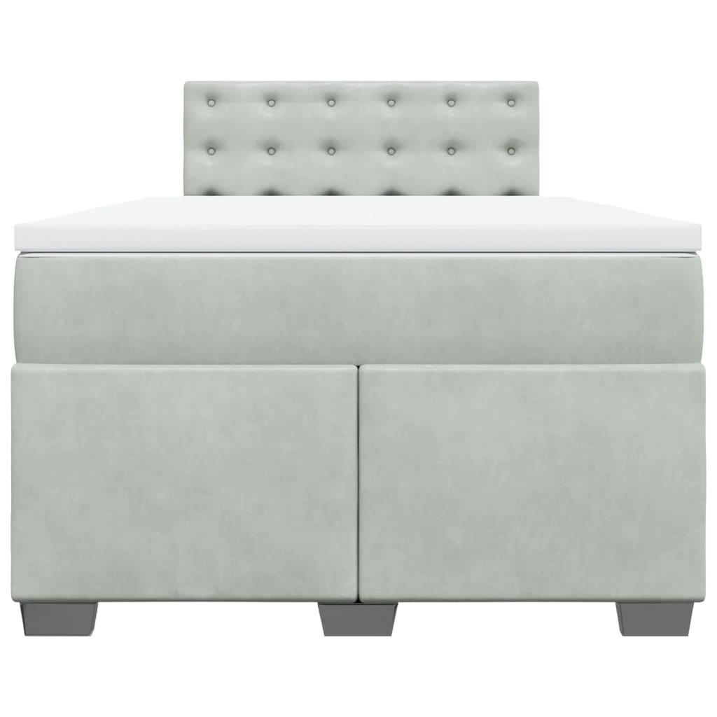 Giroletto a Molle con Materasso Grigio Chiaro 120x200cm Velluto