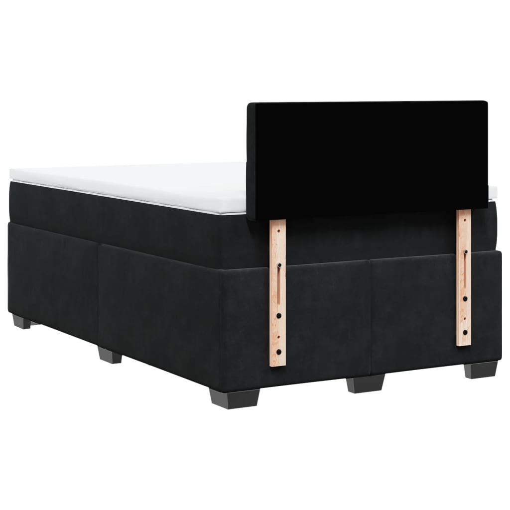 Giroletto a Molle con Materasso Nero 120x200 cm in Velluto