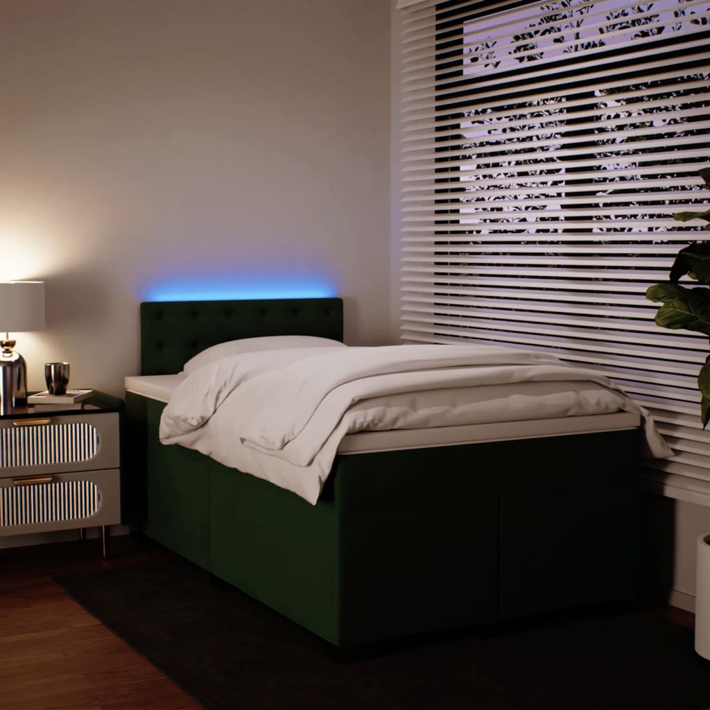 Giroletto a Molle con Materasso Verde Scuro 120x200 cm Velluto - homemem39