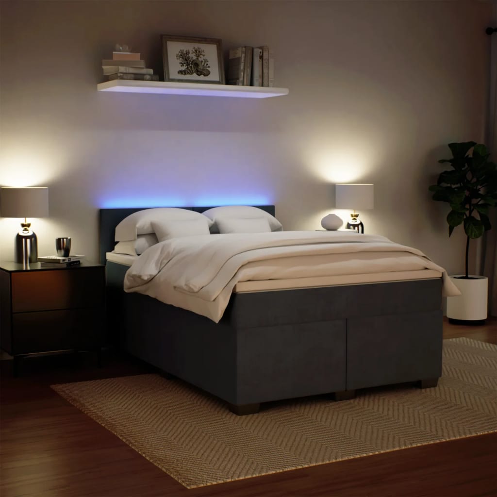 Giroletto a Molle con Materasso Grigio Scuro 140x190 cm Velluto - homemem39