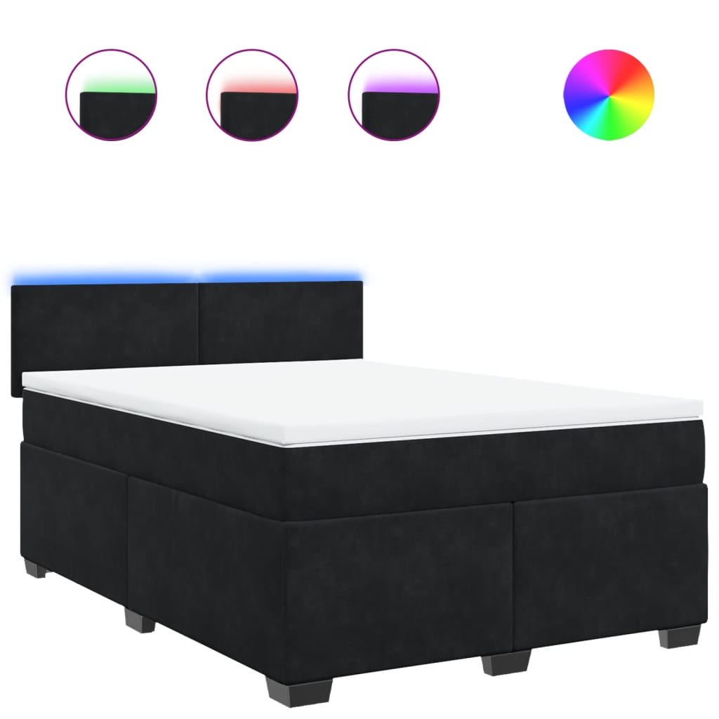 Giroletto a Molle con Materasso Nero 140x190 cm in Velluto | homemem39