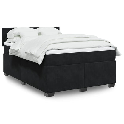 Giroletto a Molle con Materasso Nero 140x190 cm in Velluto | homemem39
