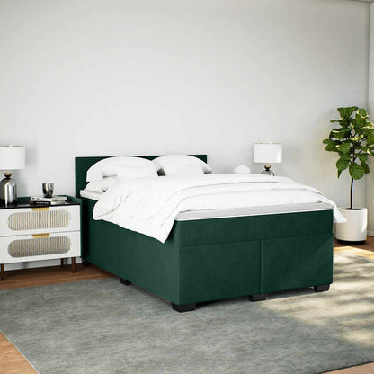 Giroletto a Molle con Materasso Verde Scuro 140x190 cm Velluto