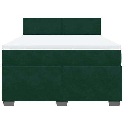 Giroletto a Molle con Materasso Verde Scuro 140x190 cm Velluto