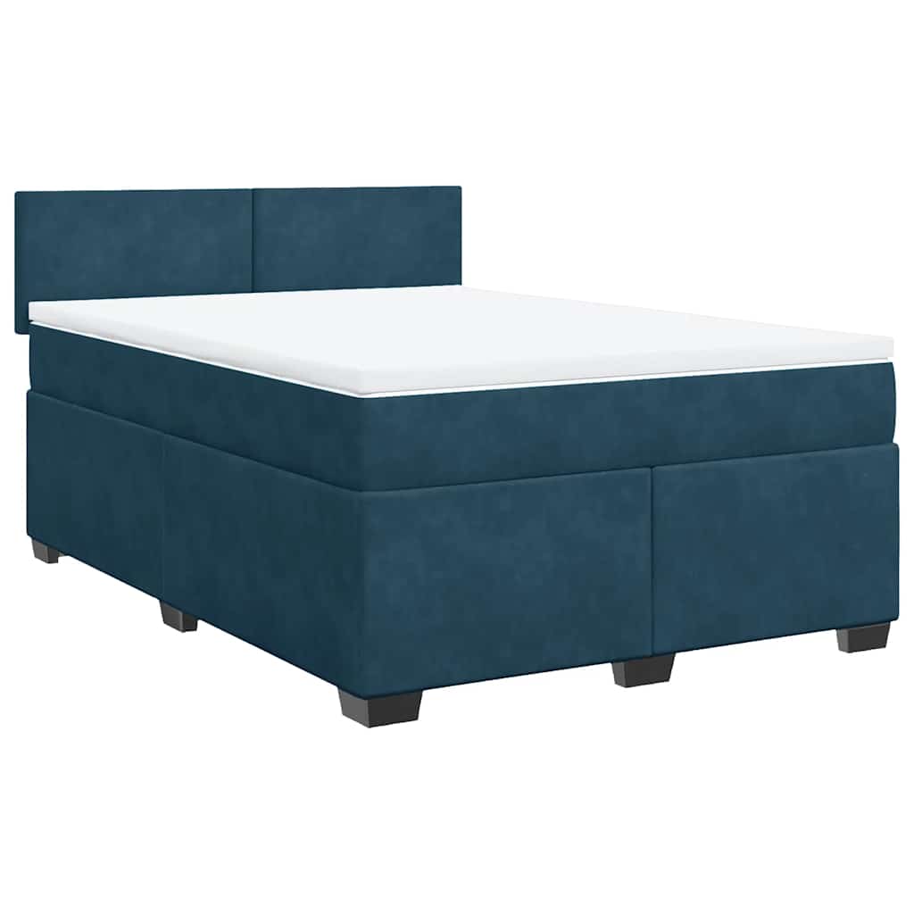Giroletto a Molle con Materasso Blu 140x190 cm in Velluto | homemem39
