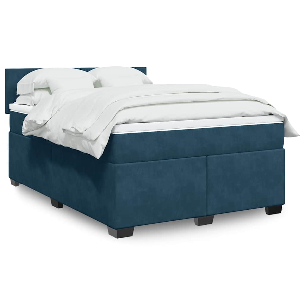Giroletto a Molle con Materasso Blu 140x190 cm in Velluto | homemem39