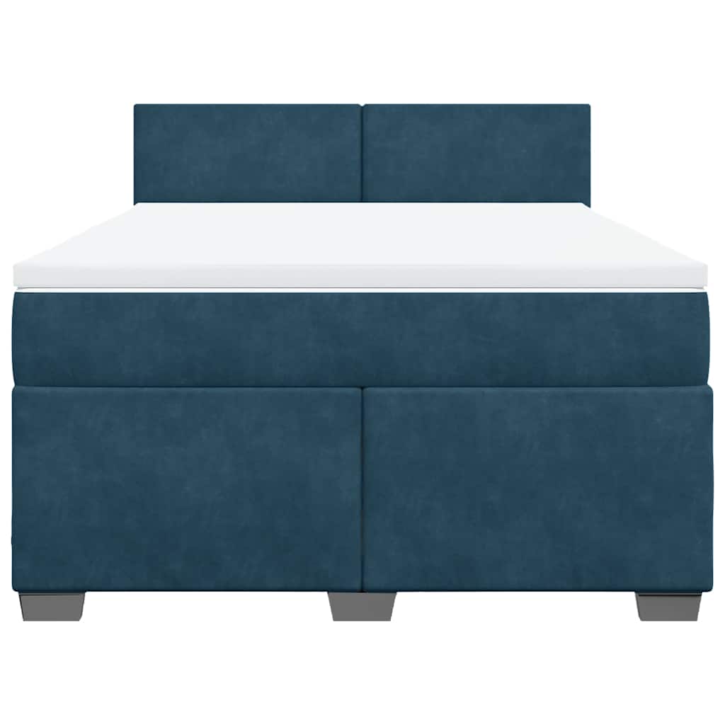 Giroletto a Molle con Materasso Blu 140x190 cm in Velluto | homemem39