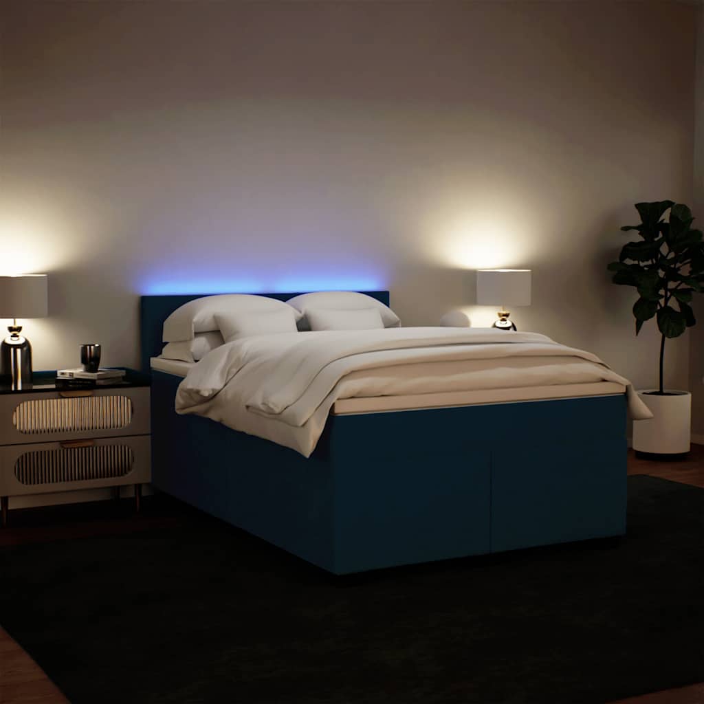 Giroletto a Molle con Materasso Blu 140x190 cm in Velluto | homemem39