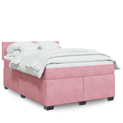 Giroletto a Molle con Materasso Rosa 140x190 cm in Velluto - homemem39