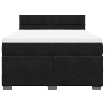 Giroletto a Molle con Materasso Nero 140x190 cm in Velluto