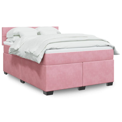 Giroletto a Molle con Materasso Rosa 140x190 cm in Velluto - homemem39
