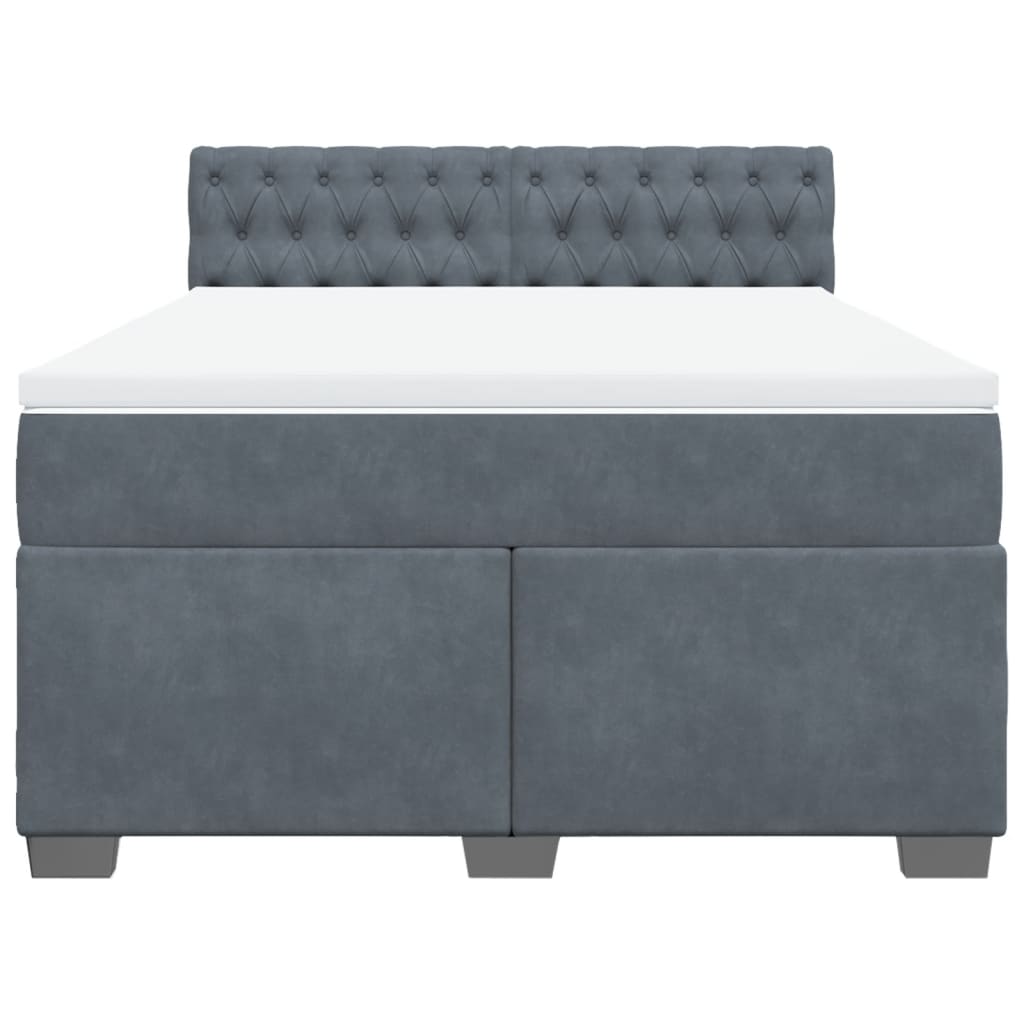 Giroletto a Molle con Materasso Grigio Scuro 140x190 cm Velluto