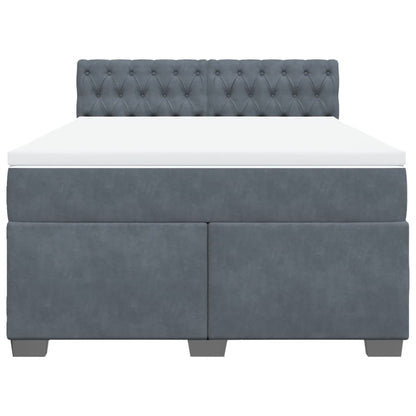 Giroletto a Molle con Materasso Grigio Scuro 140x190 cm Velluto