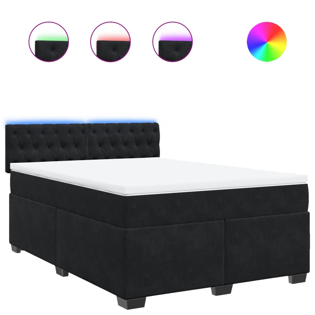 Giroletto a Molle con Materasso Nero 140x190 cm in Velluto | homemem39