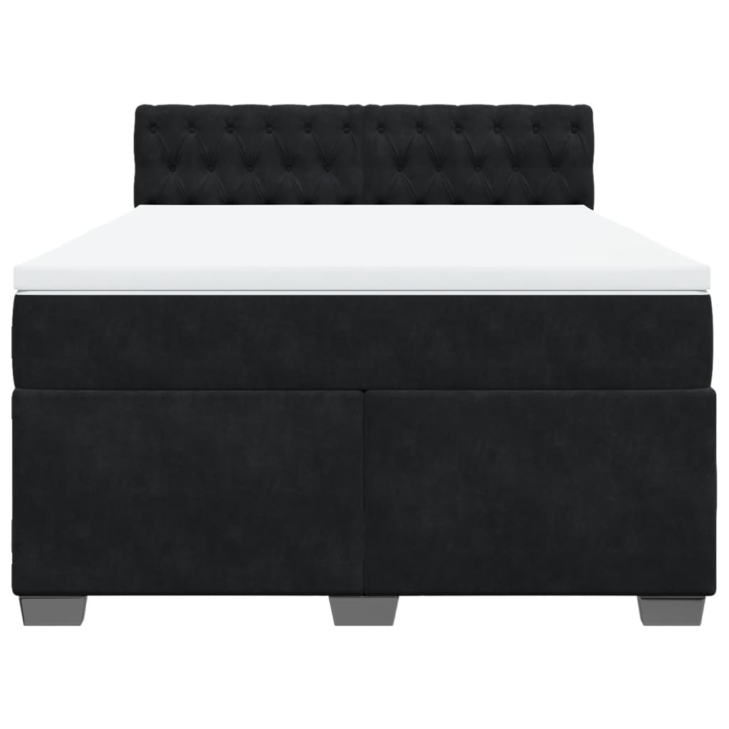 Giroletto a Molle con Materasso Nero 140x190 cm in Velluto | homemem39