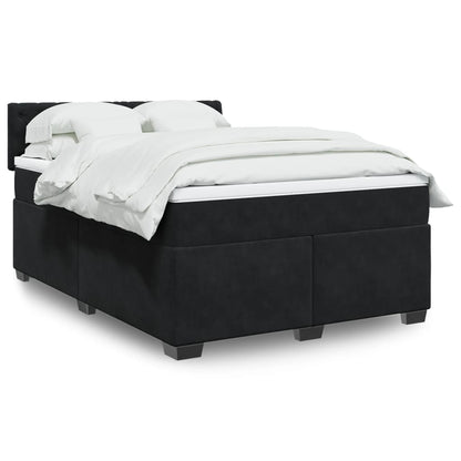 Giroletto a Molle con Materasso Nero 140x190 cm in Velluto | homemem39