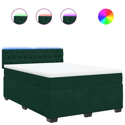 Giroletto a Molle con Materasso Verde Scuro 140x190 cm Velluto
