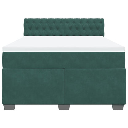 Giroletto a Molle con Materasso Verde Scuro 140x190 cm Velluto