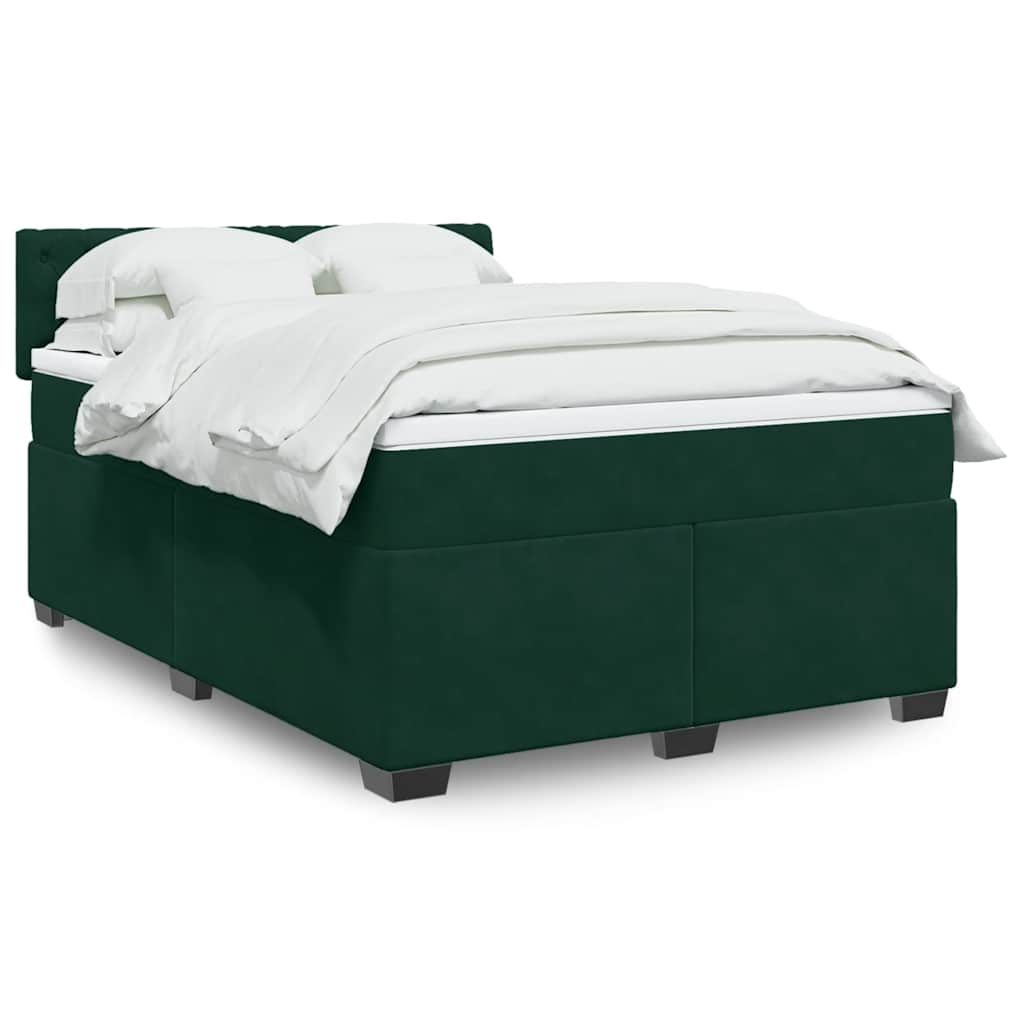 Giroletto a Molle con Materasso Verde Scuro 140x190 cm Velluto