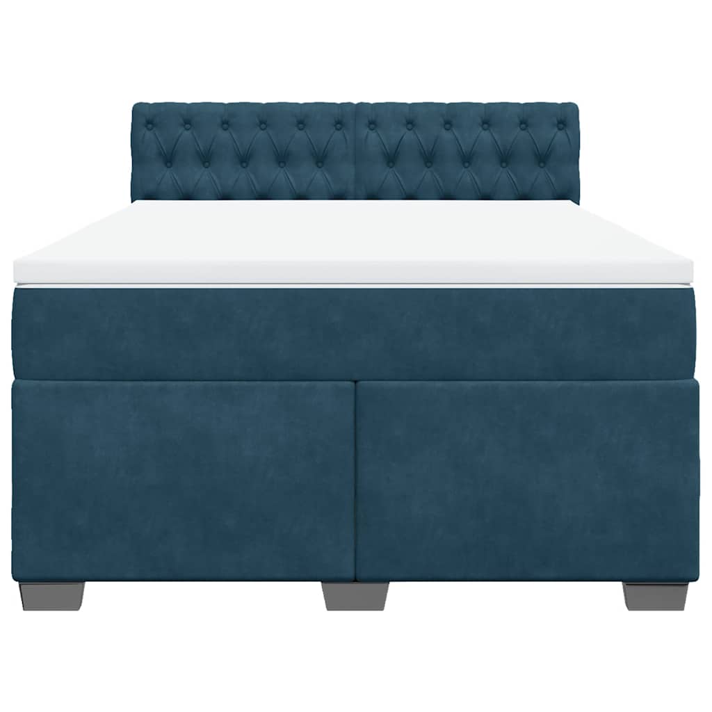 Giroletto a Molle con Materasso Blu 140x190 cm in Velluto