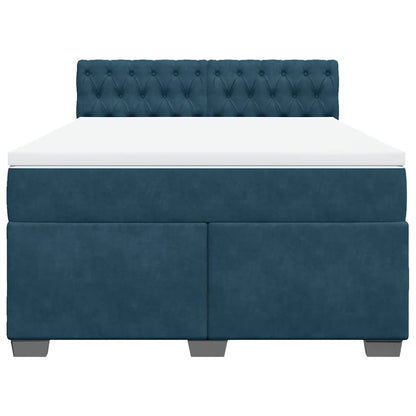 Giroletto a Molle con Materasso Blu 140x190 cm in Velluto