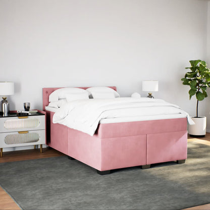 Giroletto a Molle con Materasso Rosa 140x190 cm in Velluto - homemem39