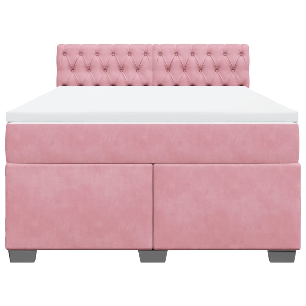 Giroletto a Molle con Materasso Rosa 140x190 cm in Velluto
