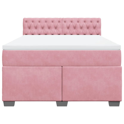 Giroletto a Molle con Materasso Rosa 140x190 cm in Velluto