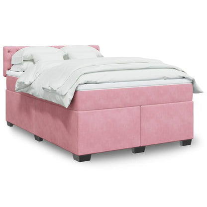 Giroletto a Molle con Materasso Rosa 140x190 cm in Velluto - homemem39
