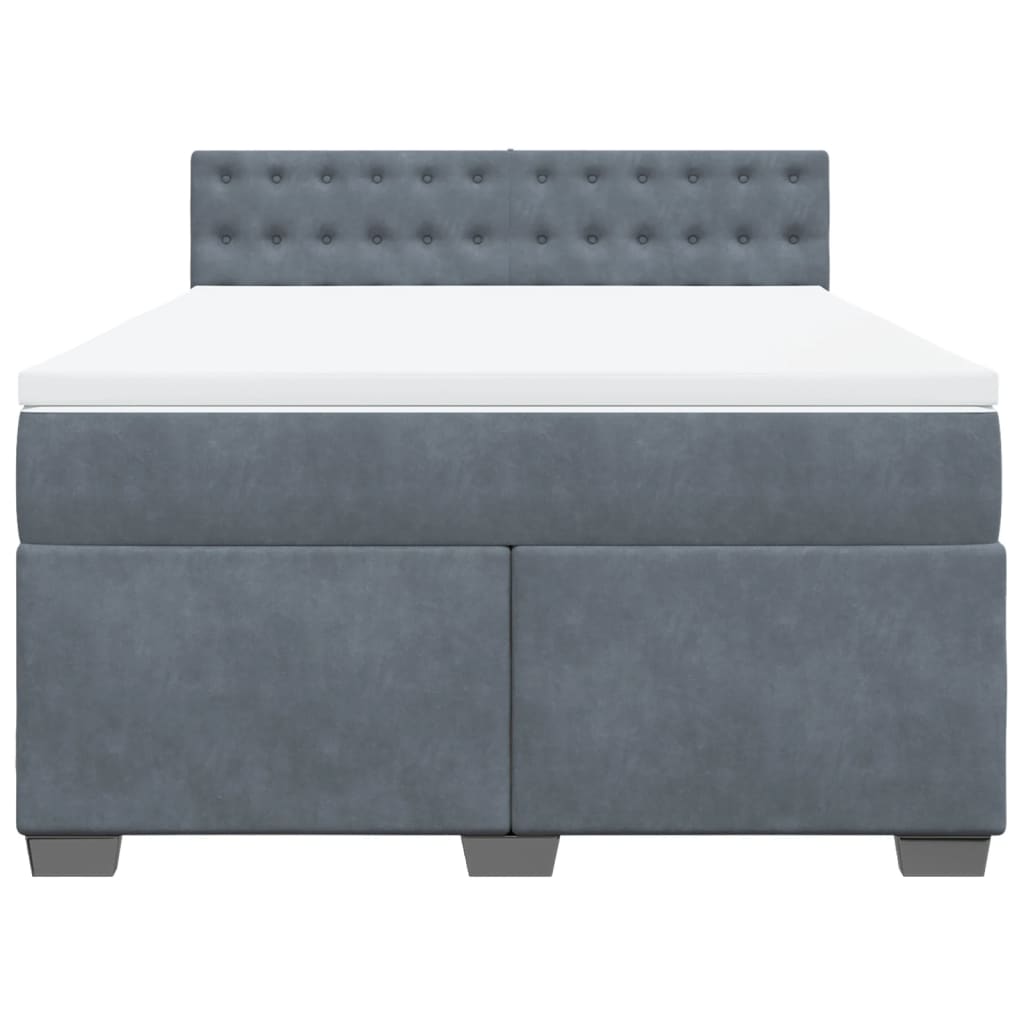 Giroletto a Molle con Materasso Grigio Scuro 140x190 cm Velluto