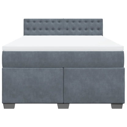 Giroletto a Molle con Materasso Grigio Scuro 140x190 cm Velluto