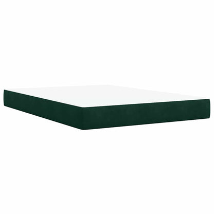 Giroletto a Molle con Materasso Verde Scuro 140x190 cm Velluto