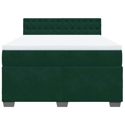 Giroletto a Molle con Materasso Verde Scuro 140x190 cm Velluto