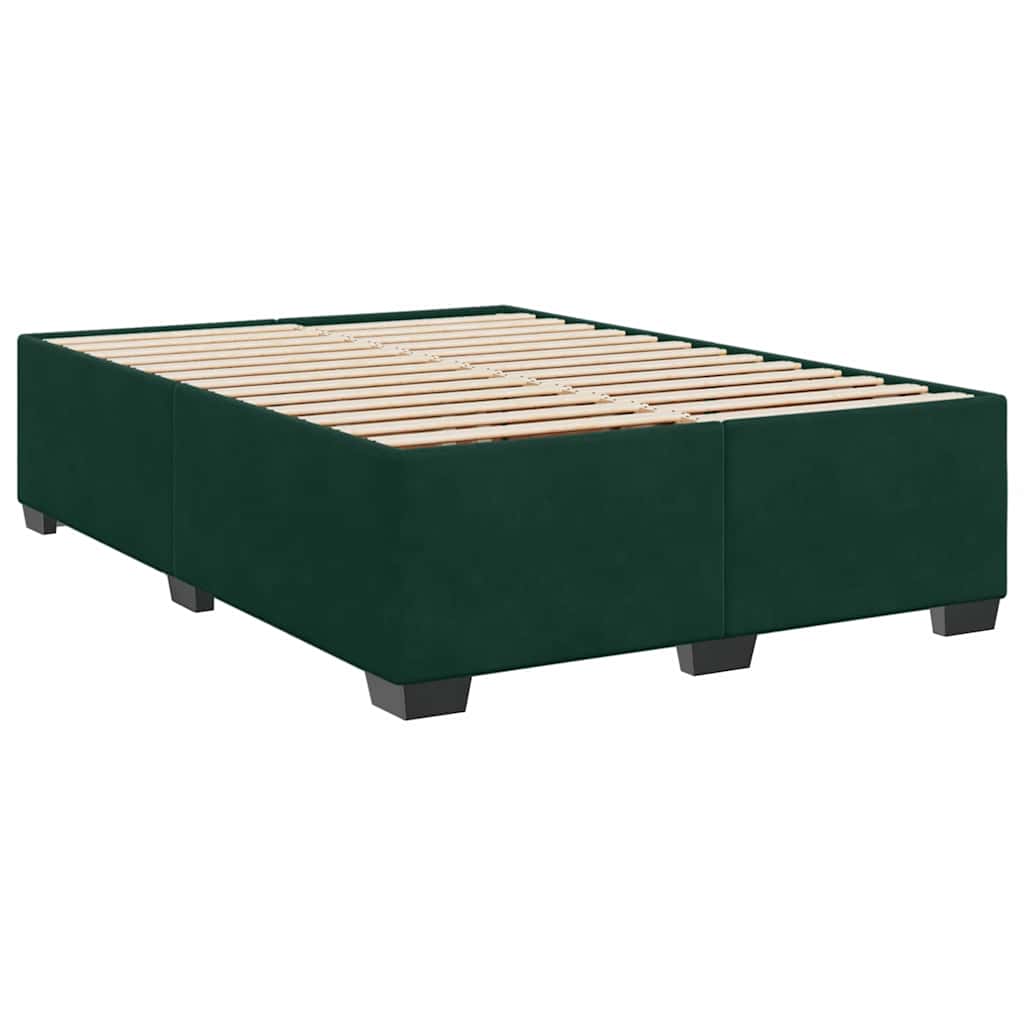Giroletto a Molle con Materasso Verde Scuro 140x190 cm Velluto